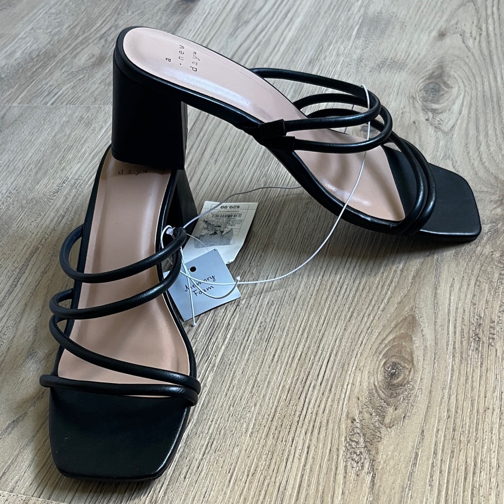 A New Day Elegant Black Heeled Sandals